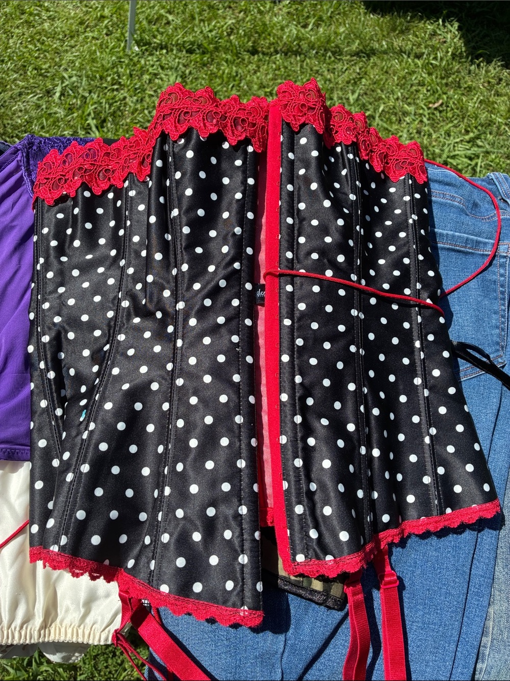 Frederick’s Cinch Corset With Garter. Eye Hook Front and Lace-up back.